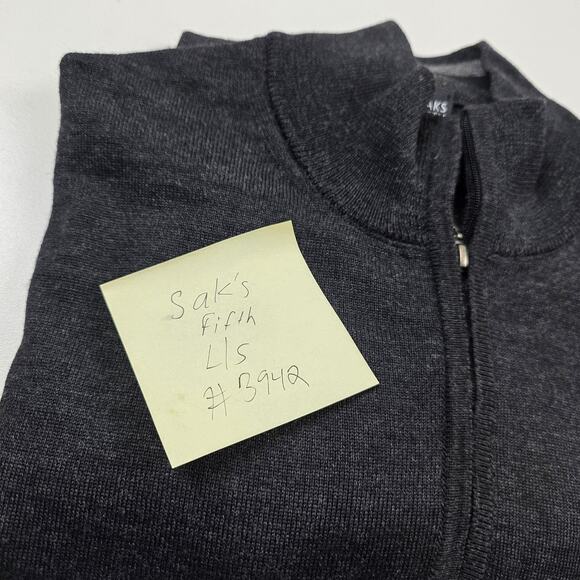 Saks Fifth Avenue Sweater Mens XL Half Zip Mock Neck Merino Blend Made in Italy - Picture 10 of 10